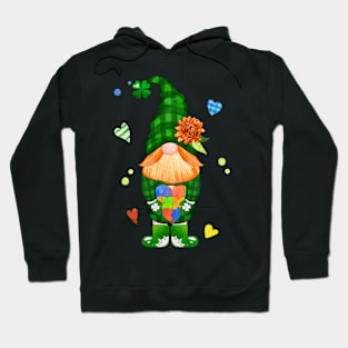 Gnome Hugging Heart Autism St Patrick's Day Hoodie